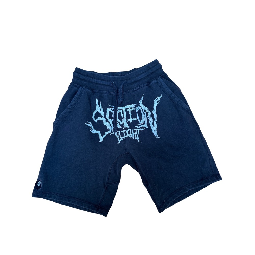 Section 8 Black Graphic Sweat Shorts Mens Size M Heavy Metal Logo Streetwear